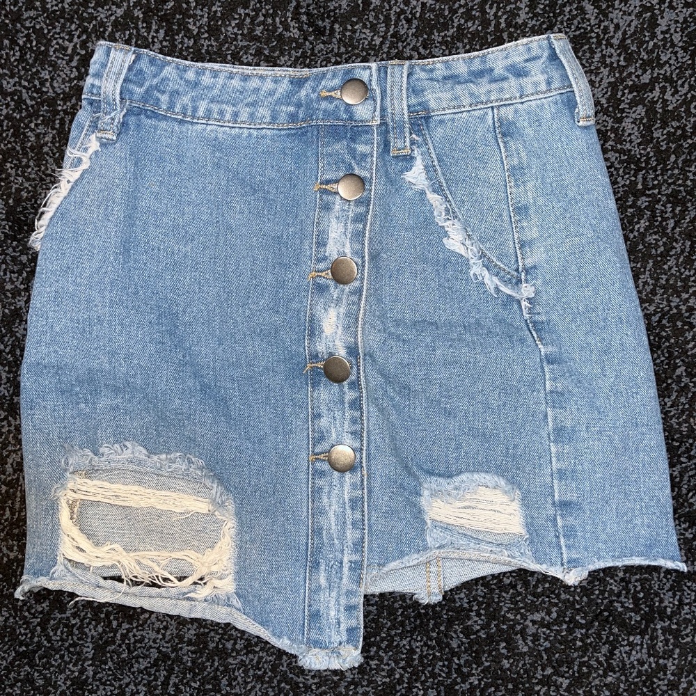Distressed Jean Skirt